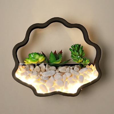 Contemporary Style Wall Light with Plant Stone Decoration Acrylic Sconce Light for Bedroom Living Room