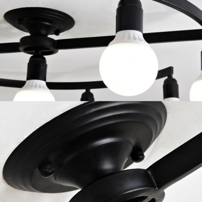 Creative Orb Semi Flush Mount Light Metal 7/9 Lights Black Ceiling Light for Restaurant Bedroom