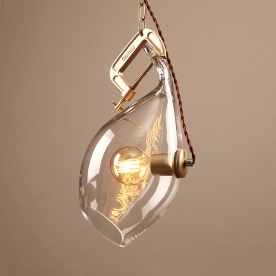 Creative Teardrop Pendant Light Clear Open Glass 1 Light Suspension Light for Bar Restaurant