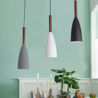 Dining Table Funnel Pendant Light Metal 1 Light Nordic Style Black/Gray/White Ceiling Pendant