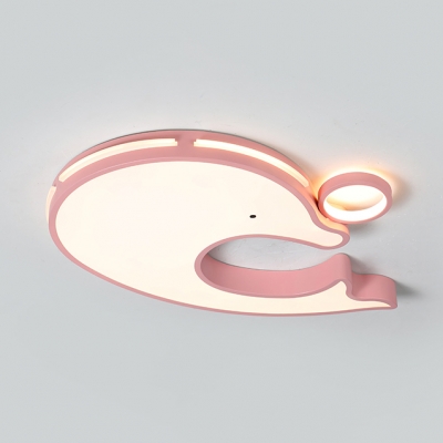 Dolphin Shaped LED Ceiling Mount Light Animal Metal Ceiling Lamp in Warm/White for Kid Bedroom