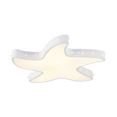 Etched Starfish LED Flush Light Contemporary Metal 4 Modes Optional Ceiling Mount Light for Kid Bedroom