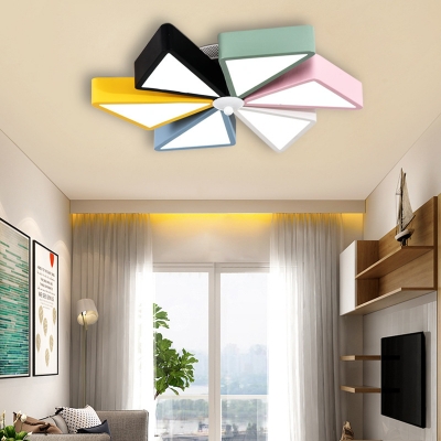 Foyer Toy Windmill Ceiling Mount Light Metal 6 Heads Multi-Color LED Flush Light in Warm/White
