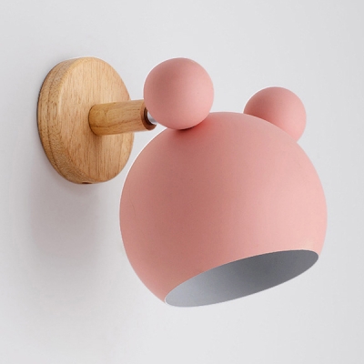 Globe Kids Bedroom Wall Sconce Metal 1 Light Cute Sconce Light in Macaron White/Green/Pink/Gray