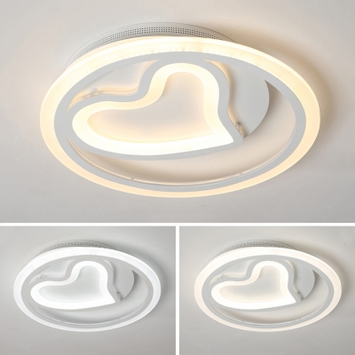 Heart Shaped Ceiling Lamp Nordic Style Acrylic LED Ceiling Mount Light in Warm/White for Kid Bedroom