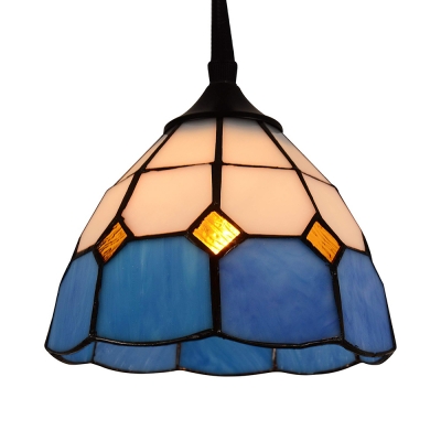 Lattice Dome Bedroom Hanging Light Glass 1 Head Nautical Style Plug In Pendant Light in Blue