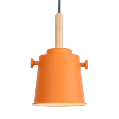 Metal Bucket Shade Pendant Lamp One Light Industrial Hanging Light for Restaurant Bedroom