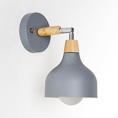 Metal Dome Rotatable Sconce Light 1 Light Nordic Style Wall Lamp in Macaron White/Green/Gray for Bedroom