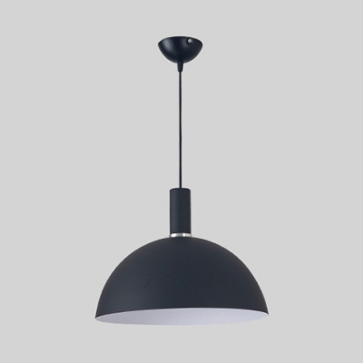 Modern Domed Hanging Light Metal One Light Black/Gray/White Pendant Light for Restaurant