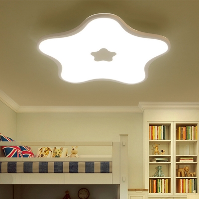 Modern White LED Flushmount Light Star Acrylic Eye-Caring Ceiling Fixture in Warm/White for Girl Bedroom
