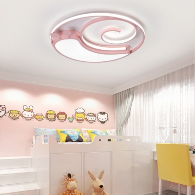 Nordic Style Black/Pink Ceiling Mount Light Cloud/Snail Metal LED Flush Light for Nursing Room