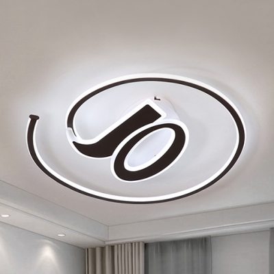 Number Shaped Study Room Ceiling Lamp Acrylic Creative LED Flush Mount Light in Warm/White