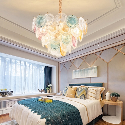 Romantic Heart Chandelier 11 Lights Art Glass & Steel Multi Color Pendant Lamp for Adult Bedroom