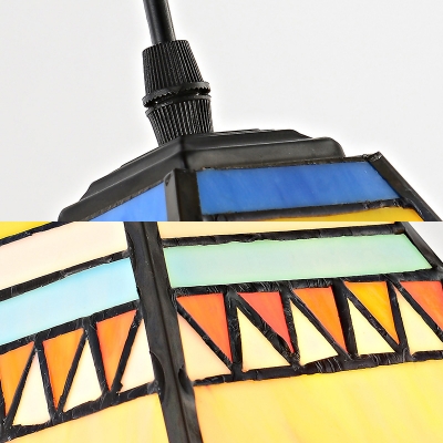 Rustic Style Multi-Color Pendant Light Craftsman 3 Lights Glass Hanging Light for Cafe Bar