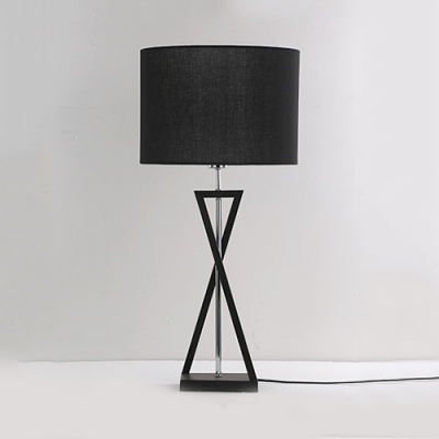 Simple Style Drum Desk Light 1 Light Fabric & Metal Study Light in Black/White for Office