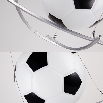 Sports Football Hanging Lamp Glass 1 Head Black and White Suspension Light for Kindergarten