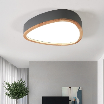 Teardrop Shape LED Flush Mount Light Macaron Acrylic Gray/Green/White Ceiling Lamp in Warm White/White