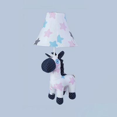 Toy Pony Child Bedroom Desk Light with Maple/Star Fabric 1 Light Creative Reading Light in White