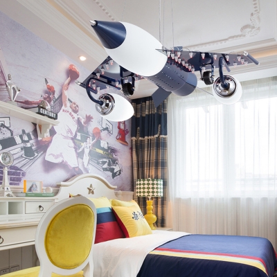 Vivid Airplane Shape Hanging Light Creative Metal LED Suspension Light for Boy Bedroom