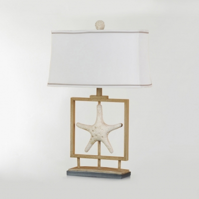 White Starfish Desk Light with Shell 1 Light Creative Resin Reading Light for Kids Bedroom