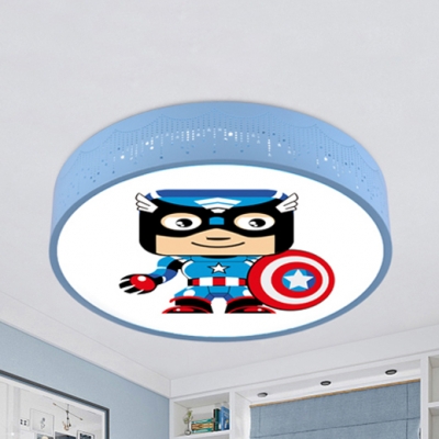 Acrylic Movie Character Flush Mount Light Cartoon LED Ceiling Lamp in Blue for Boys Bedroom