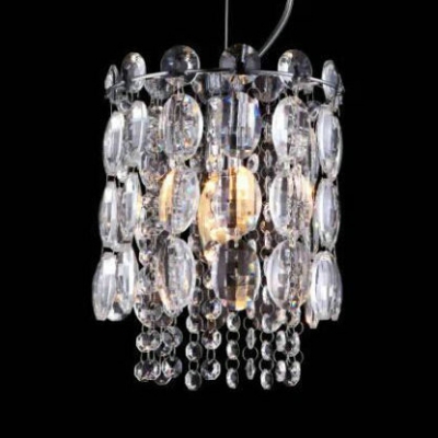 Metal Candle Suspension Light with Clear Crystal 1 Light Elegant Mini Chandelier in Chrome for Shop