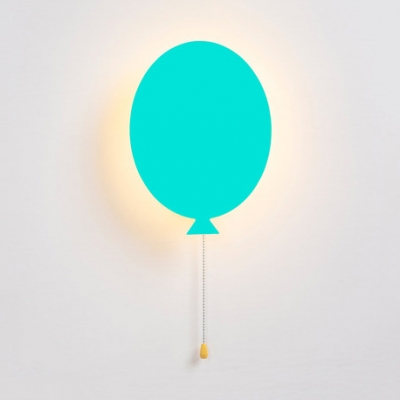 Balloon Shaped Wall Light with Pull Chain Cartoon Metal LED Sconce Light for Nursing Room