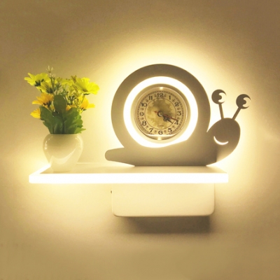 Acrylic LED Wall Light with Shelf Living Room Bedroom Modern Style Sconce Light in White Finish