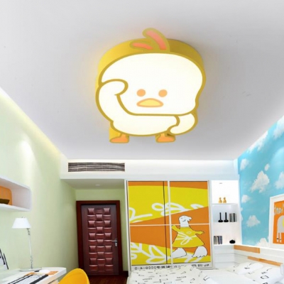 Acrylic Duck Flush Mount Light Nordic Style Third Gear LED Ceiling Fixture in Yellow for Teen