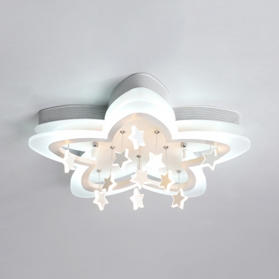 Acrylic Starry LED Ceiling Lamp Dining Room Romantic Warm/White Lighting Flush Light in Blue/Pink/White