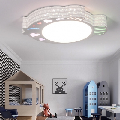 Apple/Fish/Squirrel Flush Ceiling Light Metal Lovely Ceiling Lamp in White for Child Bedroom