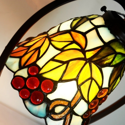 Bell Dining Room Desk Light with Dragonfly/Flower/Grape Stained Glass 1 Head Rustic Tiffany Night Light
