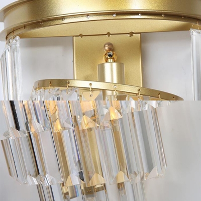 Contemporary Candle Wall Light Linear Clear Crystal Sconce Light in Gold for Bedroom Corridor