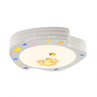 Cute White LED Ceiling Lamp Squirrel Metal Acrylic Stepless Dimming/Warm/White Flush Mount Light