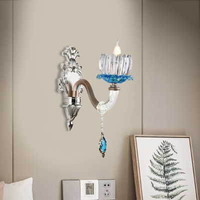 Elegant Lutus Sconce Light with Crystal Decoration 1/2 Lights Metal Wall Lamp for Bedroom