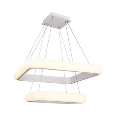 Gray/White Rectangle Hanging Chandelier Contemporary 1/2-Tier Acrylic Hanging Ceiling Light for Living Room