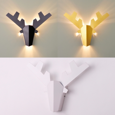 Metal Antler Shaped Wall Light with Ambient Lighting Nordic 1-Light Wall Lamp in Black/Gold/White
