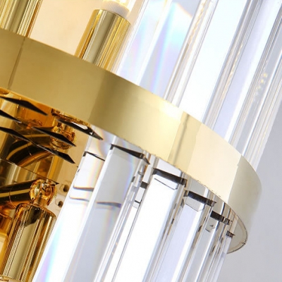 Modern Stylish Drum Wall Light Clear Crystal LED Wall Sconce in Gold for Hallway Stair Kitchen
