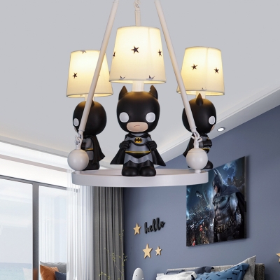 Movie Character Child Bedroom Chandelier Metal 3 Lights American Style Hanging Light in White