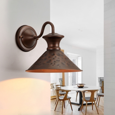 Vintage Stylish Bronze Wall Light Cone Shade 1 Light Metal Pendant Light for Foyer Study Room