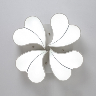 White 4-Heart LED Flush Ceiling Light Modern Acrylic Ceiling Lamp in Warm/White for Living Room