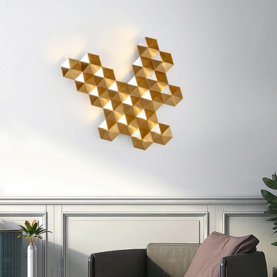 5/10 Lights Hexagon Wall Lighting Post Modern Metal Sconce Light in Gold for Restaurant