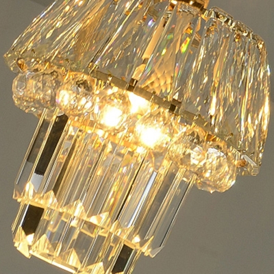 Bedroom Clear Crystal Suspension Light Metal 1 Light Modern Elegant Gold Mini Chandelier