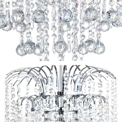 Luxurious Crystal Bead Chandelier Three Lights Metal Hanging Light in Chrome for Cloth Shop