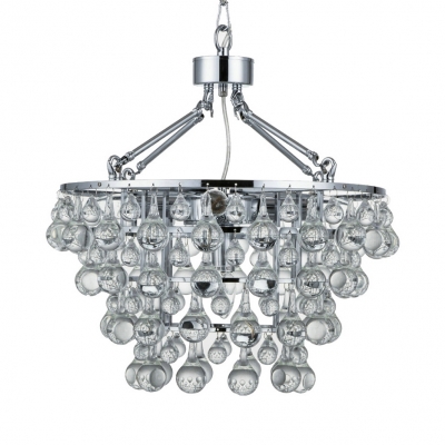 Traditional Chrome Finish Chandelier Clear Crystal Beads 5 Lights Metal Hanging Light for Bedroom