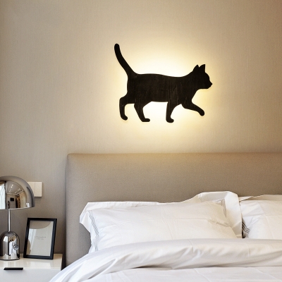 Black Cat LED Sconce Light Modern Stylish Metal Wall Lamp with Warm Lighting for Dining Room