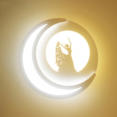 Crescent Shaped Wall Light Modern Stylish Acrylic LED Sconce Light in White Finish for Kid Bedroom