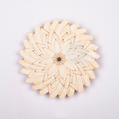 Nordic Style Blossom Wall Sconce Wood LED Wall Light in Beige for Hallway Child Bedroom