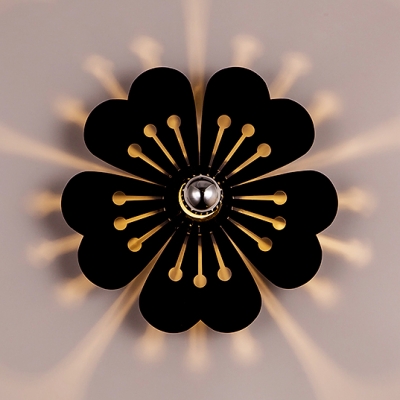 Black/Red/White Floral Wall Light Modern Style Acrylic LED Sconce Light for Child Bedroom
