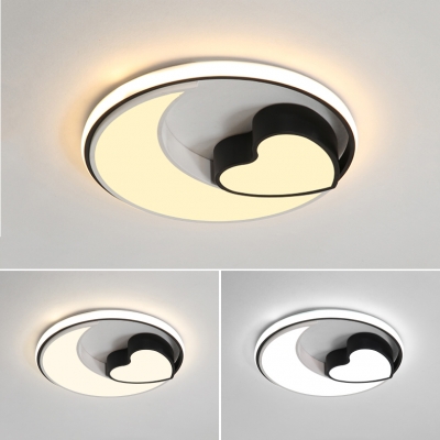 Crescent Heart Dining Room Flush Light Acrylic Romantic Ceiling Mount Light with Stepless Dimming/White Lighting